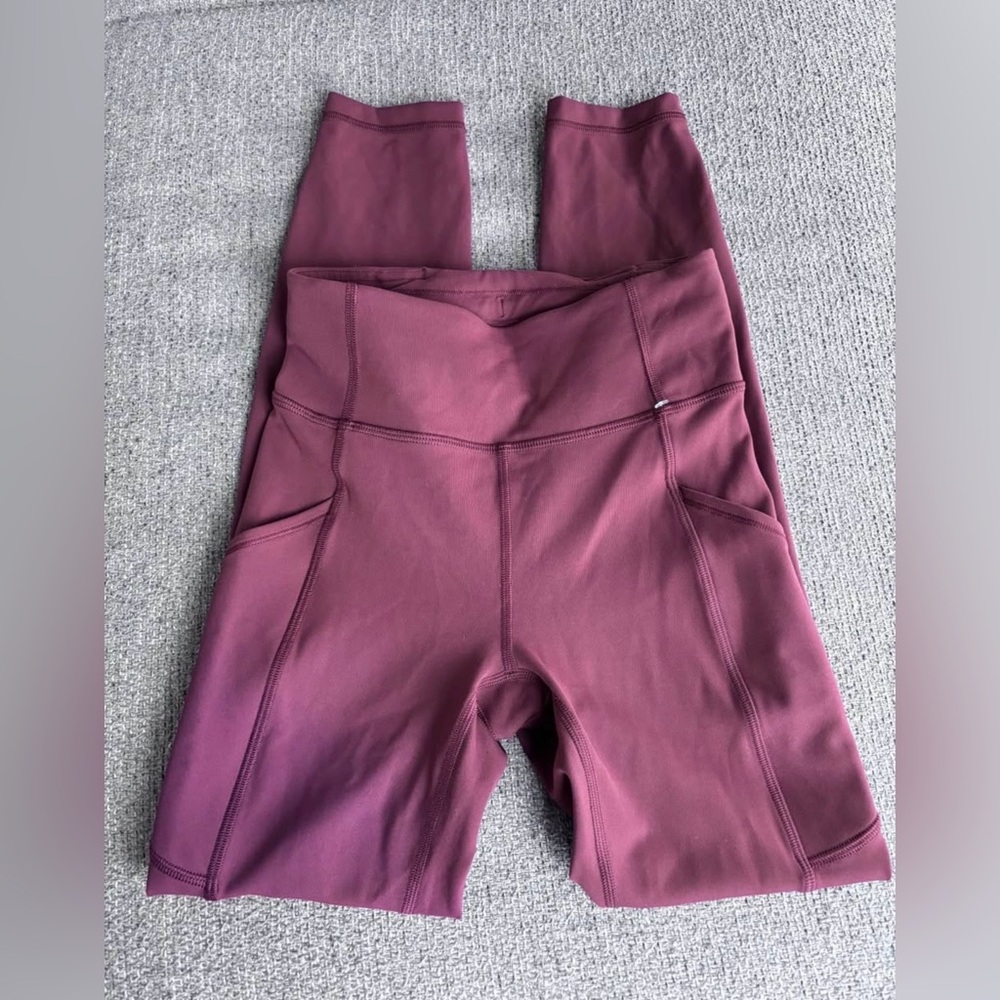 lululemon athletica Womens Maroon High-Rise Pocket Leggings